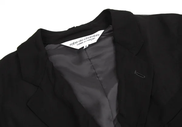 ローブドシャンブル コムデギャルソンrobe de chambre COMME des GARCONSラウンドヘムカットシフォンロングジャケット 黒M K-109502_004