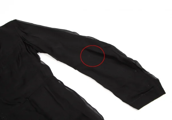 ローブドシャンブル コムデギャルソンrobe de chambre COMME des GARCONSラウンドヘムカットシフォンロングジャケット 黒M K-109502_007