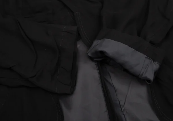 ローブドシャンブル コムデギャルソンrobe de chambre COMME des GARCONSラウンドヘムカットシフォンロングジャケット 黒M K-109502_009