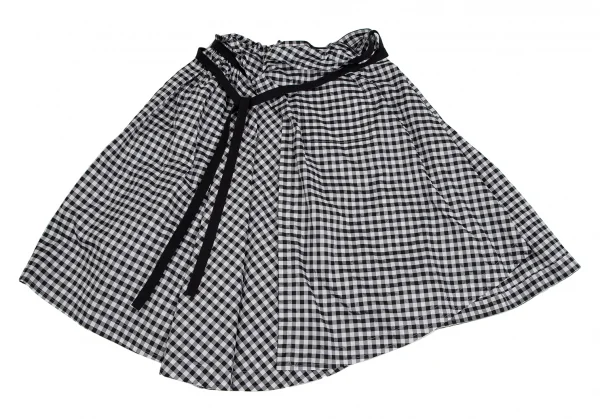 ジュンヤワタナベ コムデギャルソンJUNYA WATANABE COMME des GARCONS ポリシルクギンガムチェックレイヤーラップスカート 白黒S K-109505_002