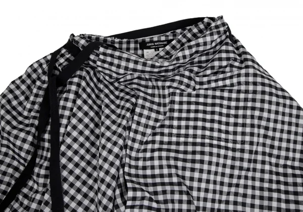 ジュンヤワタナベ コムデギャルソンJUNYA WATANABE COMME des GARCONS ポリシルクギンガムチェックレイヤーラップスカート 白黒S K-109505_003