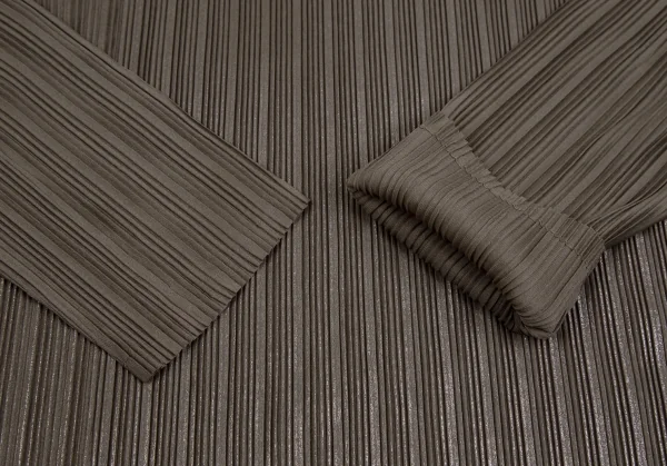 プリーツプリーズPLEATS PLEASE フォイルプリーツハイネックカットソー モカ3 K-109525_010