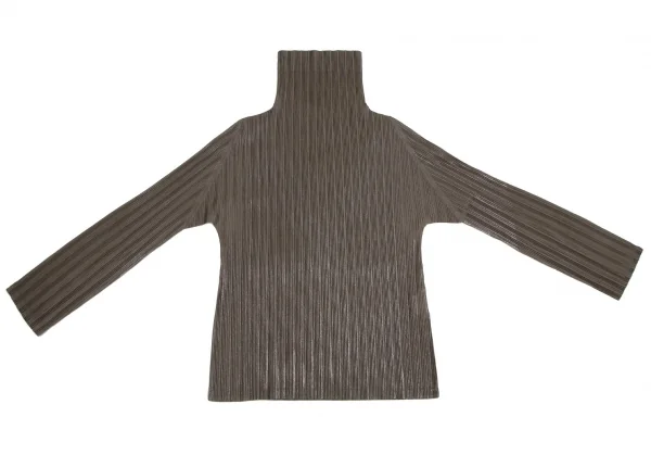 プリーツプリーズPLEATS PLEASE フォイルプリーツハイネックカットソー モカ3 K-109525_002
