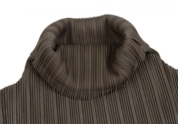 プリーツプリーズPLEATS PLEASE フォイルプリーツハイネックカットソー モカ3 K-109525_008