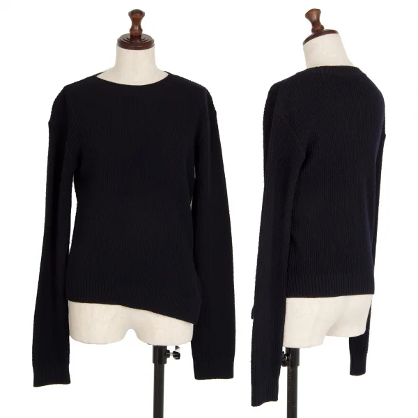 ズッカzucca アシンメトリーウールリブニットセーター 紺M K-109538_001