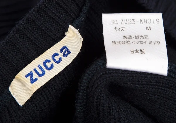 ズッカzucca アシンメトリーウールリブニットセーター 紺M K-109538_011