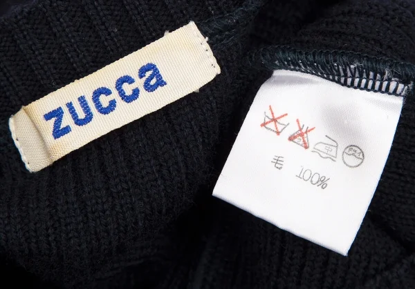 ズッカzucca アシンメトリーウールリブニットセーター 紺M K-109538_012