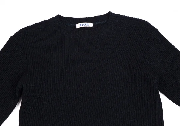 ズッカzucca アシンメトリーウールリブニットセーター 紺M K-109538_003