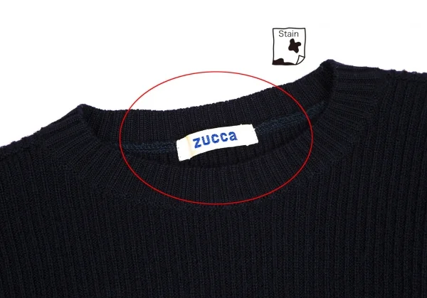 ズッカzucca アシンメトリーウールリブニットセーター 紺M K-109538_004