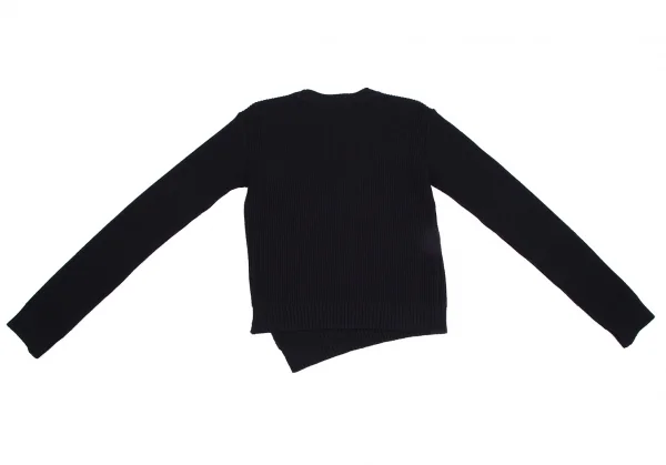 ズッカzucca アシンメトリーウールリブニットセーター 紺M K-109538_009