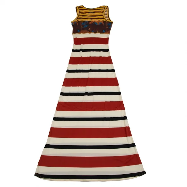 ゴルチエジーンズGAULTIER JEAN'S ボーダーグラフィック切替ノースリーブワンピース オフ茶他40 K-109566_012