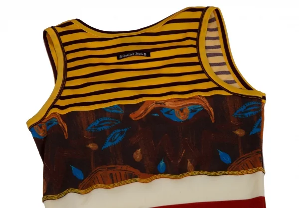 ゴルチエジーンズGAULTIER JEAN'S ボーダーグラフィック切替ノースリーブワンピース オフ茶他40 K-109566_013