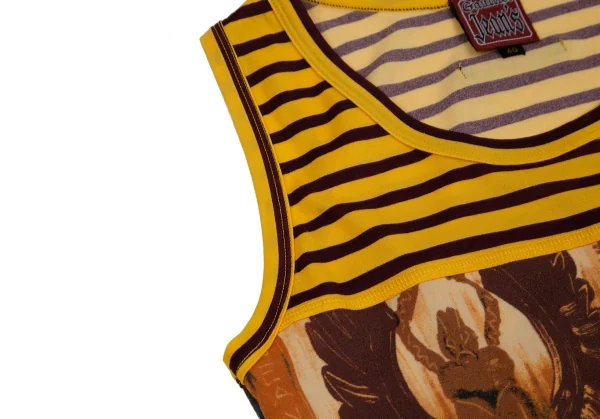 ゴルチエジーンズGAULTIER JEAN'S ボーダーグラフィック切替ノースリーブワンピース オフ茶他40 K-109566_005