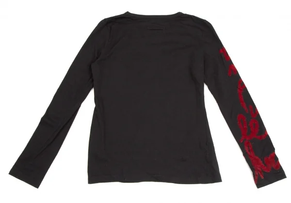 ジャンポールゴルチエ ファムJean Paul GAULTIER FEMME フロッキーレタリングプリントカットソー 黒40 K-109573_011