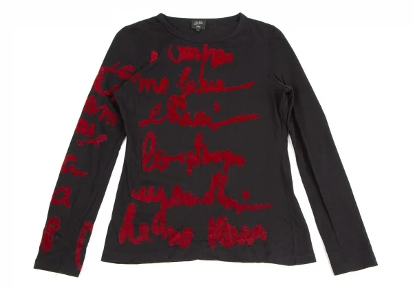 ジャンポールゴルチエ ファムJean Paul GAULTIER FEMME フロッキーレタリングプリントカットソー 黒40 K-109573_002