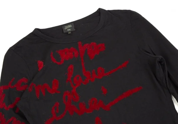 ジャンポールゴルチエ ファムJean Paul GAULTIER FEMME フロッキーレタリングプリントカットソー 黒40 K-109573_003