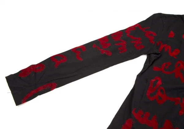 ジャンポールゴルチエ ファムJean Paul GAULTIER FEMME フロッキーレタリングプリントカットソー 黒40 K-109573_006