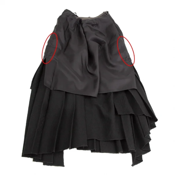 ジャンポールゴルチエ ファムJean Paul GAULTIER FEMME フェイクレザーパイピングジャガードアシンメトリープリーツスカート 黒40 K-109574_011