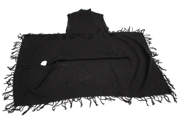 ジャンポールゴルチエ ファムJean Paul GAULTIER FEMME 裾フリンジタートルネックノースリーブニットワンピース 黒40 K-109582_012