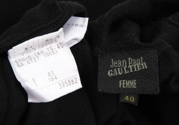 ジャンポールゴルチエ ファムJean Paul GAULTIER FEMME 裾フリンジタートルネックノースリーブニットワンピース 黒40 K-109582_017