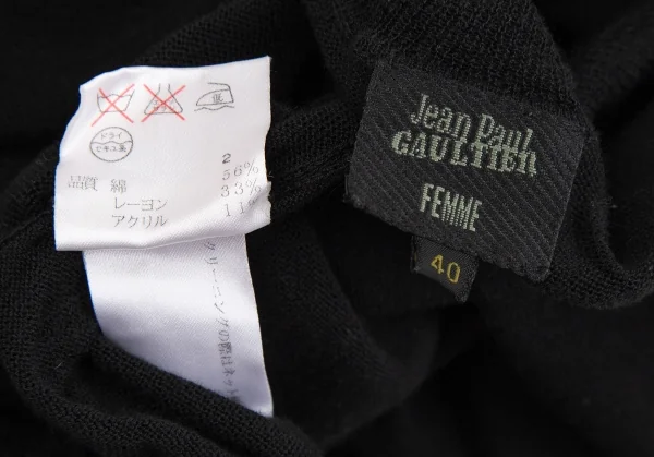 ジャンポールゴルチエ ファムJean Paul GAULTIER FEMME 裾フリンジタートルネックノースリーブニットワンピース 黒40 K-109582_018