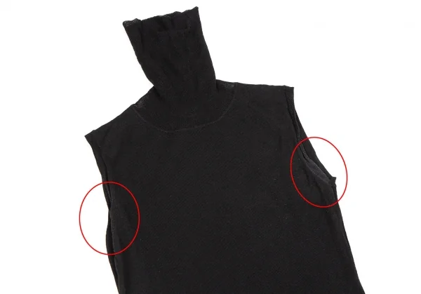 ジャンポールゴルチエ ファムJean Paul GAULTIER FEMME 裾フリンジタートルネックノースリーブニットワンピース 黒40 K-109582_003