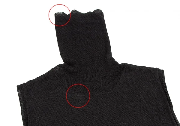 ジャンポールゴルチエ ファムJean Paul GAULTIER FEMME 裾フリンジタートルネックノースリーブニットワンピース 黒40 K-109582_006