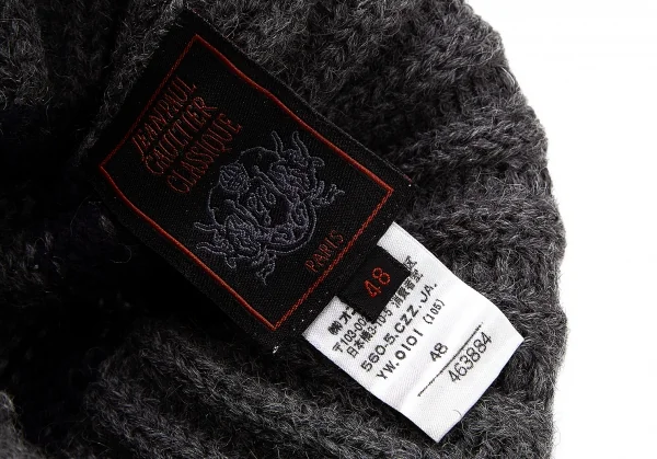 ジャンポールゴルチエ クラシックJean Paul GAULTIER CLASSIQUE ウールボーダースクエアニットキャップ グレー紺48 K-109586_010