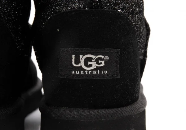 アグUGG グリッタームートンブーツ 黒シルバー23 K-109593_013