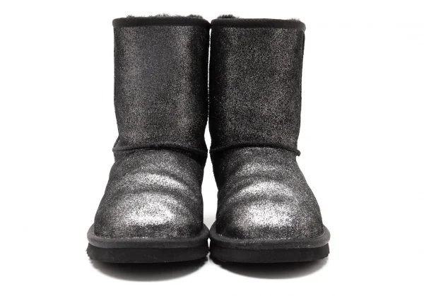 アグUGG グリッタームートンブーツ 黒シルバー23 K-109593_004