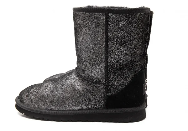アグUGG グリッタームートンブーツ 黒シルバー23 K-109593_006