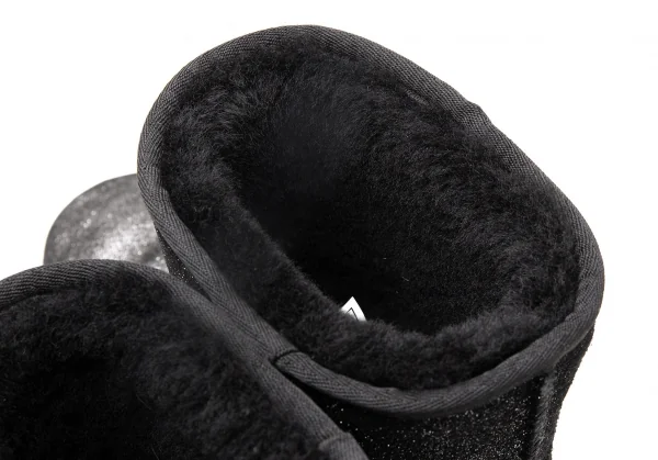 アグUGG グリッタームートンブーツ 黒シルバー23 K-109593_009