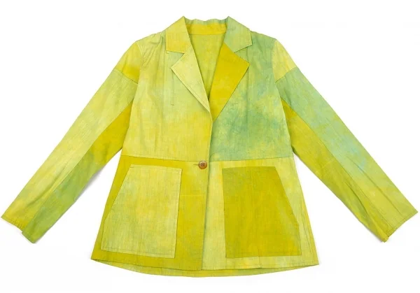 イッセイミヤケ ハートISSEY MIYAKE HaaT むら染め切替1Bジャケット 黄緑3 K-109604_002
