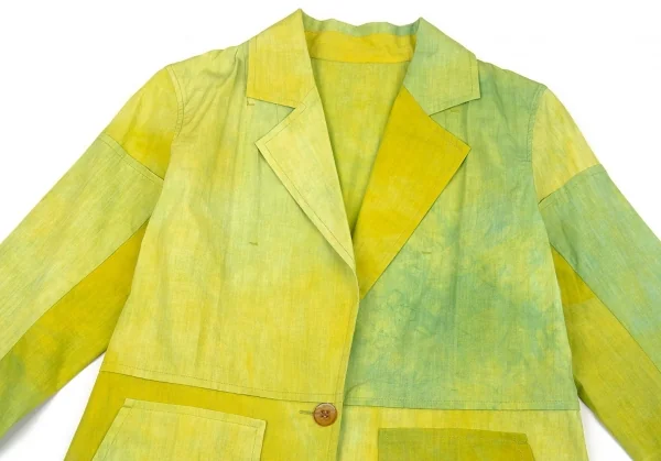 イッセイミヤケ ハートISSEY MIYAKE HaaT むら染め切替1Bジャケット 黄緑3 K-109604_003