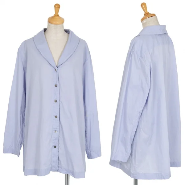 ISSEY MIYAKE Shawl Collar Long Sleeve Shirt Sky blue 3 K-109605_001
