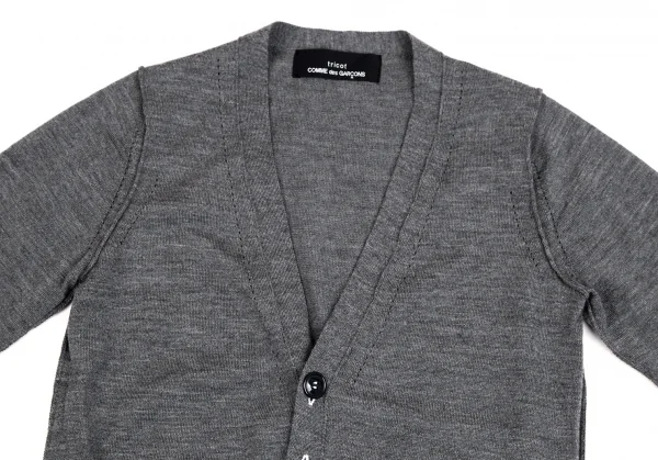 トリココムデギャルソンtricot COMME des GARCONS ウールマルチカラーボタンニットカーディガン グレーM位 K-109622_003