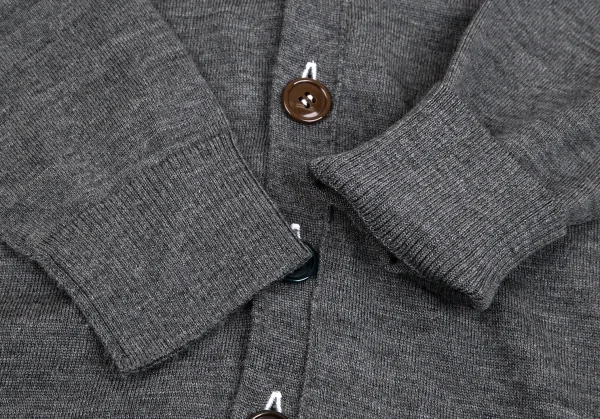 トリココムデギャルソンtricot COMME des GARCONS ウールマルチカラーボタンニットカーディガン グレーM位 K-109622_006