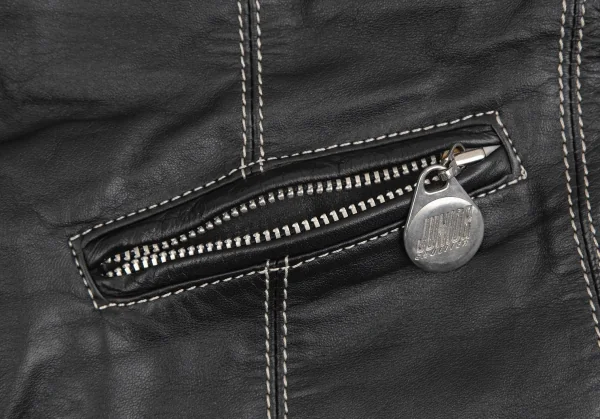 ジュニアゴルチエJUNIOR GAULTIER レザー切替ジレベスト 黒40 K-109642_010