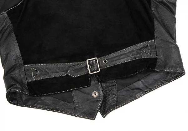 ジュニアゴルチエJUNIOR GAULTIER レザー切替ジレベスト 黒40 K-109642_014