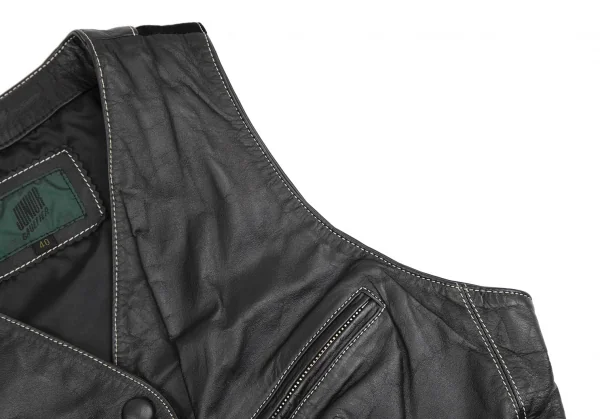 ジュニアゴルチエJUNIOR GAULTIER レザー切替ジレベスト 黒40 K-109642_007