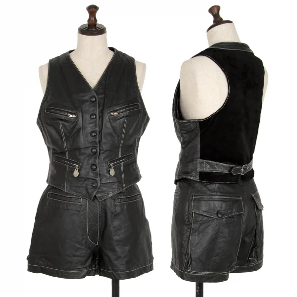 ジュニアゴルチエJUNIOR GAULTIER レザーショートパンツ 黒40 K-109643_014