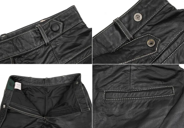 ジュニアゴルチエJUNIOR GAULTIER レザージレベストショートパンツセットアップ 黒40 K-109644_012