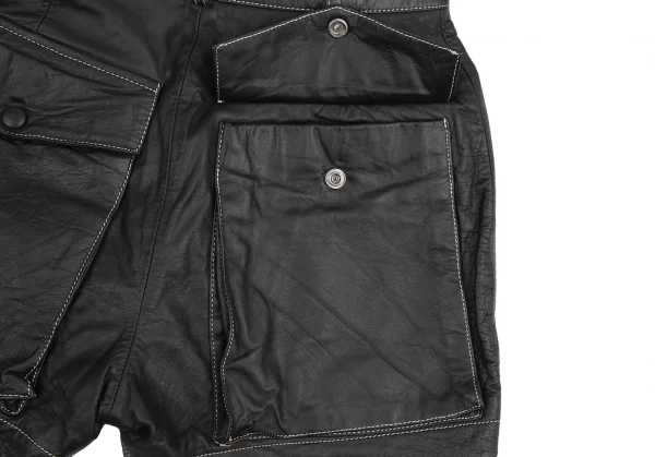 ジュニアゴルチエJUNIOR GAULTIER レザージレベストショートパンツセットアップ 黒40 K-109644_017