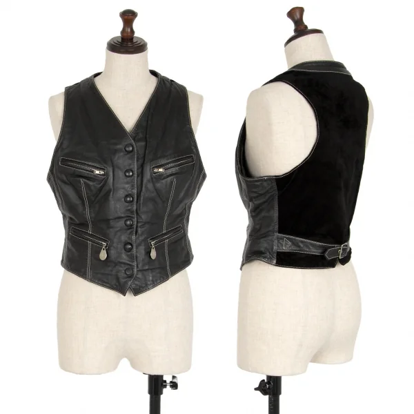 ジュニアゴルチエJUNIOR GAULTIER レザージレベストショートパンツセットアップ 黒40 K-109644_002