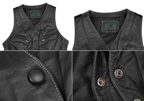 ジュニアゴルチエJUNIOR GAULTIER レザージレベストショートパンツセットアップ 黒40 K-109644_004