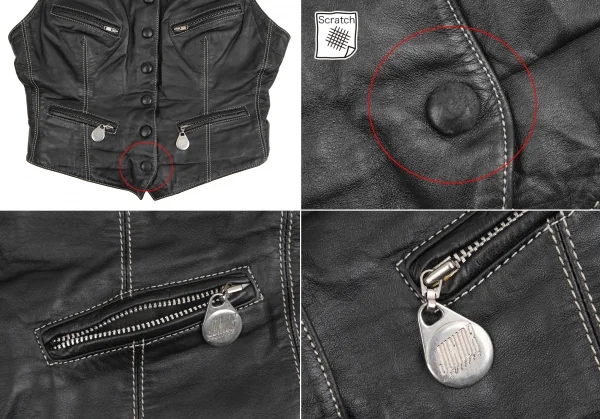 ジュニアゴルチエJUNIOR GAULTIER レザージレベストショートパンツセットアップ 黒40 K-109644_006