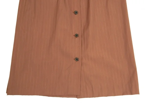 ジャンポールゴルチエ ファムJean Paul GAULTIER FEMME ギャザーフラップストライプボタン開きスカート ブラウン40 K-109649_010