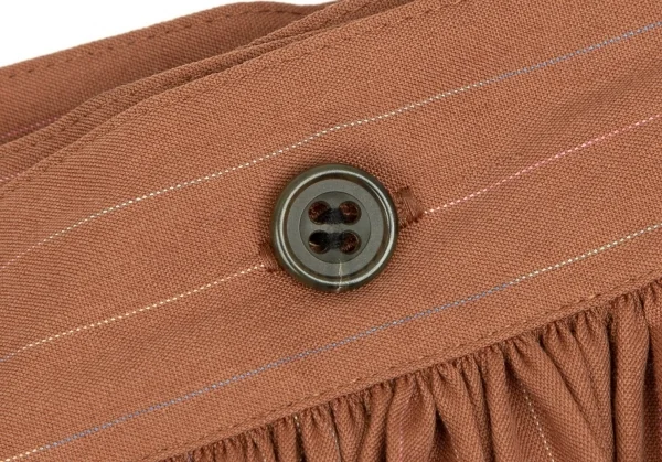 ジャンポールゴルチエ ファムJean Paul GAULTIER FEMME ギャザーフラップストライプボタン開きスカート ブラウン40 K-109649_005