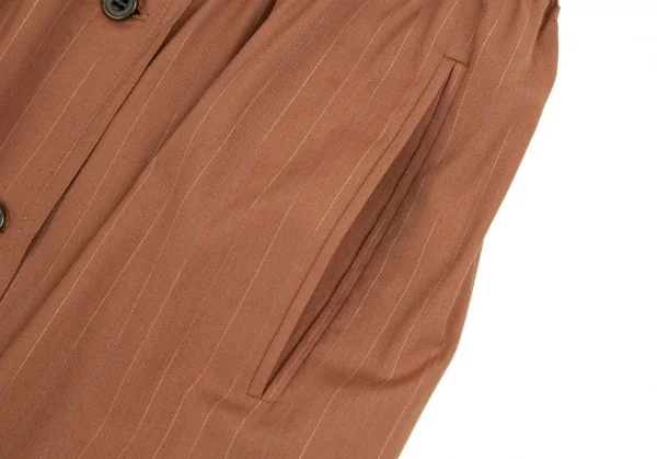 ジャンポールゴルチエ ファムJean Paul GAULTIER FEMME ギャザーフラップストライプボタン開きスカート ブラウン40 K-109649_009