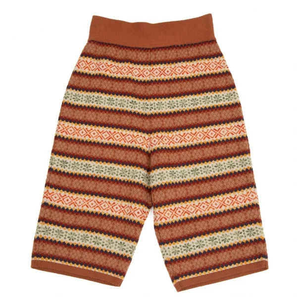 ジャンポールゴルチエ マイユJean Paul GAULTIER MAILLE フェアアイルボーダーニットショートパンツ モカオフ42 K-109652_001